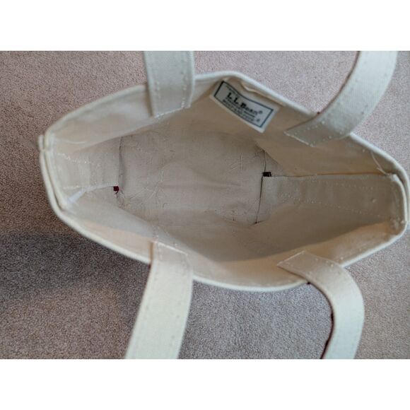 Vintage 80s Small Red LL Bean Zip Boat and Tote Long Strap Stiff Canvas Made USA - Picture 3 of 6